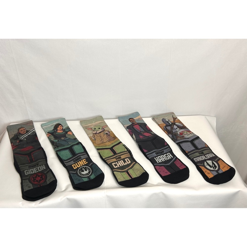 Star Wars The Mandalorian Crew Socks 5 Pair Set Grogu Moff Gideon Cara Dune XL